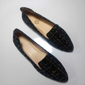 Elegant Black and Gold Women's Loafers Size 44 NWNT